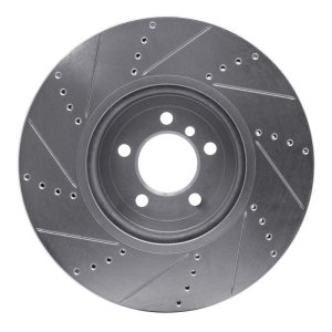 BMW 335I xDrive Brake Rotor (1) - Front Right - R1 Concepts - Drilled & Slotted - Silver - `13-`20